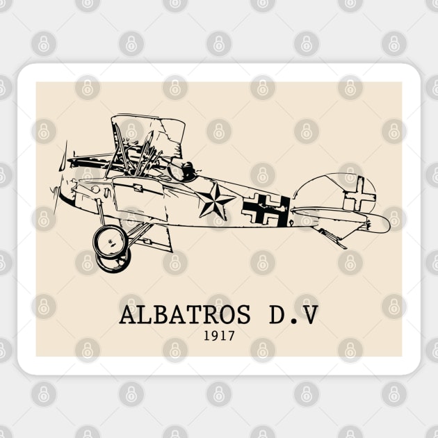 Albatros D.V World War I Fighter Plane Sticker by Lakeric